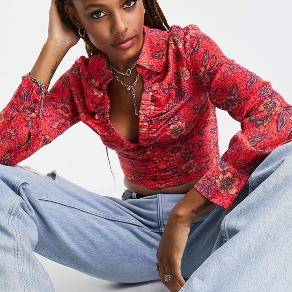 Free People Boho Floral I Got You Crop Top Size Small - Picture 1 of 10
